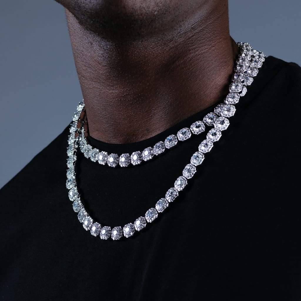 10mm Clustered Tennis Chain - White Color - RKSCART