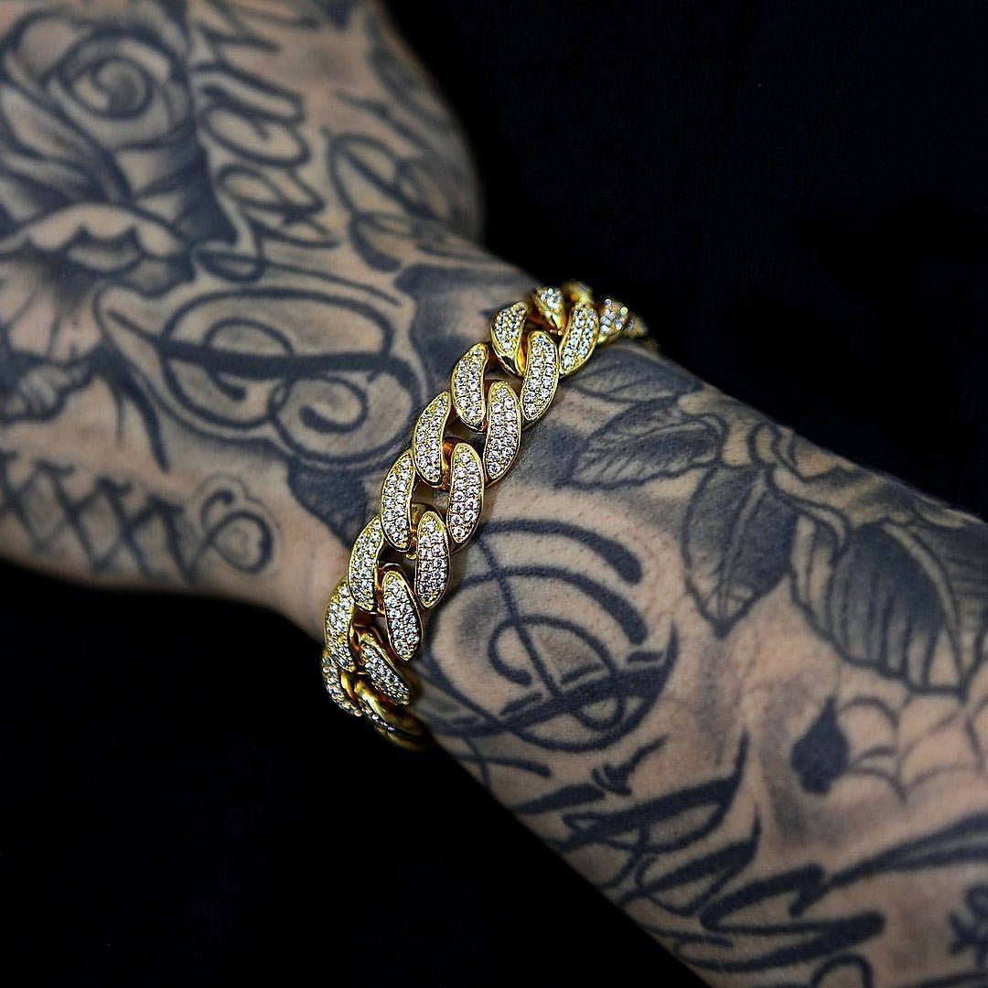 12mm Cuban Link Bracelets - Gold Color - RKSCART