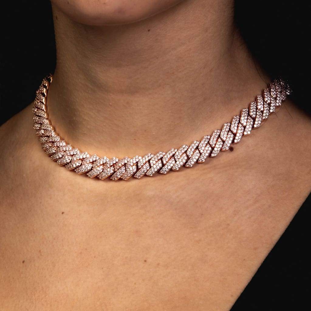 12mm Diamd Prong Chain-Rose Gold Color - RKSCART