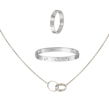 Love Bundle Set-Chain-Bangle-Ring 18k White Gold