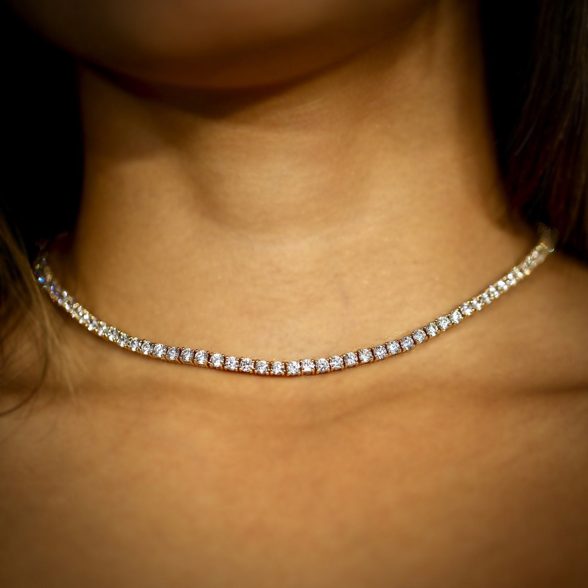 2.8mm Premium Cz Tennis Choker Yellow Gold Color - RKSCART