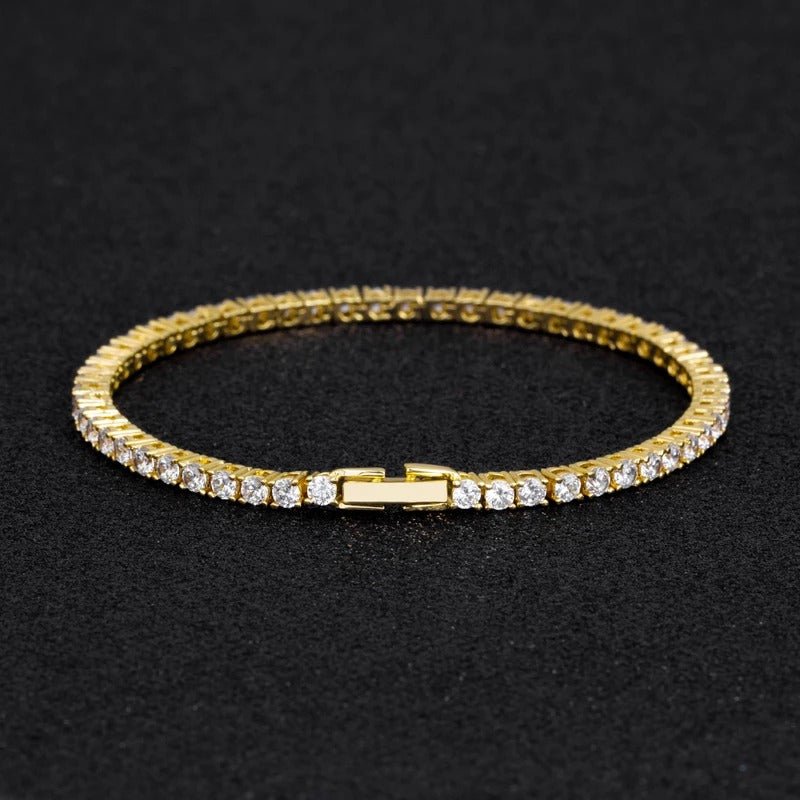 3mm Tennis Bracelets Alloy Yellow Gold Color Plated - RKSCART