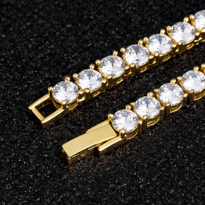 3mm Tennis Bracelets Alloy Yellow Gold Color Plated - RKSCART