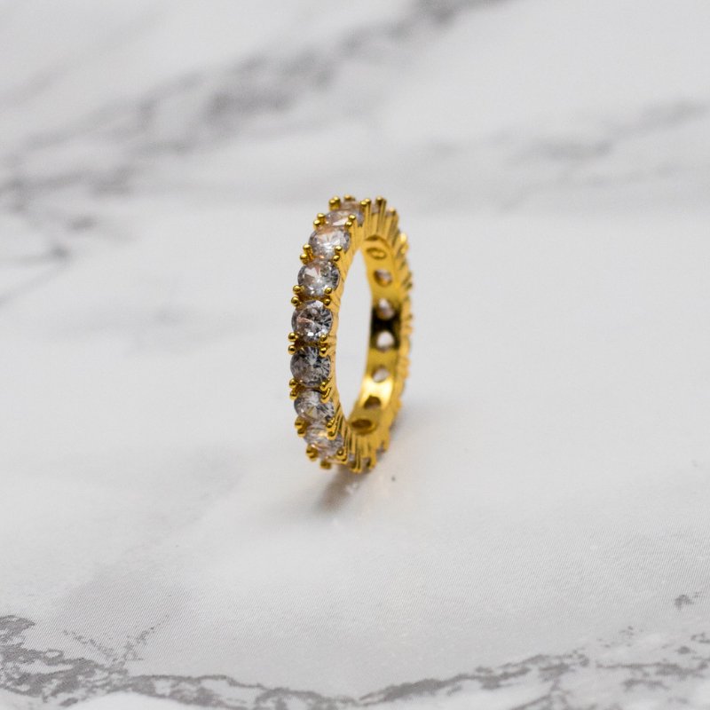 925 Silver Gold Color Single Layer Ring - RKSCART