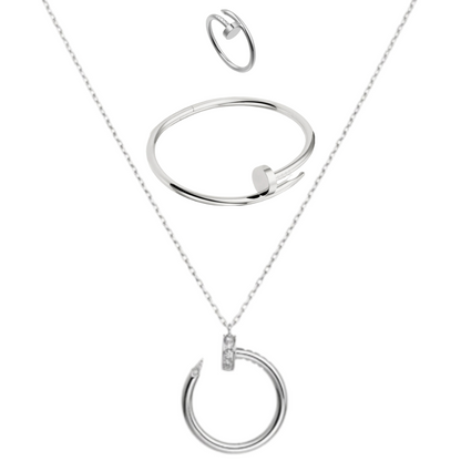 Nail Bundle Set-Chain-Bangle-Ring 18k White Gold