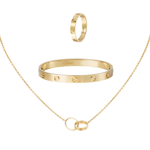 Love Bundle Set-Chain-Bangle-Ring 18k Gold