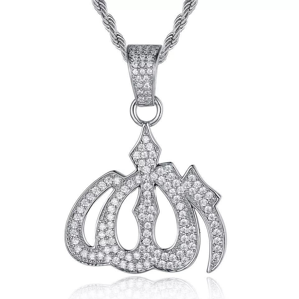 Allah cz Pendant White Gold Color - RKSCART