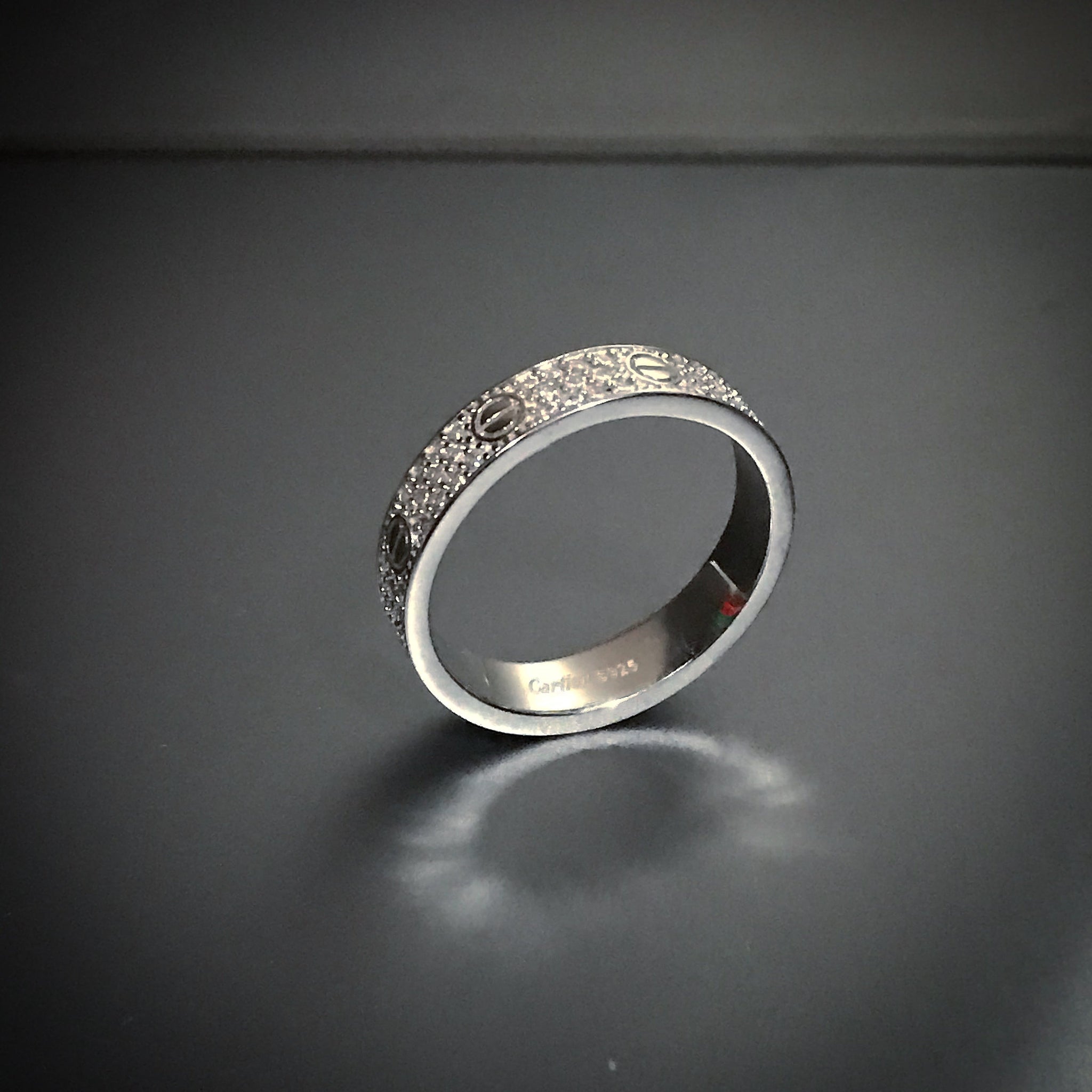 S925 With Love CZ Rings 18k White Gold