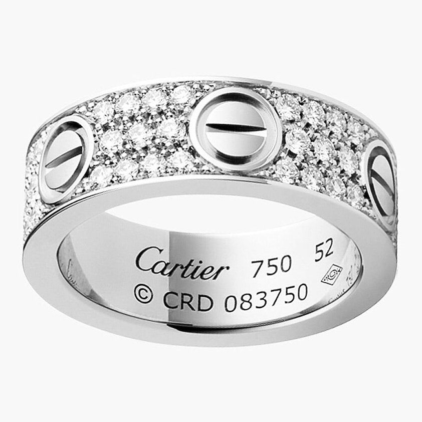 S925 With Love CZ Rings 18k White Gold